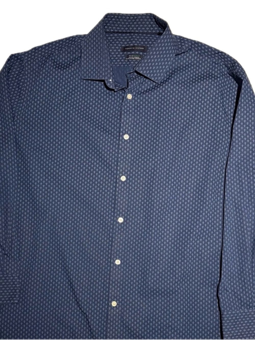 Tommy Hilfiger THFLEX Supima Slim Fit Stretch Shirt Navy Geometric
